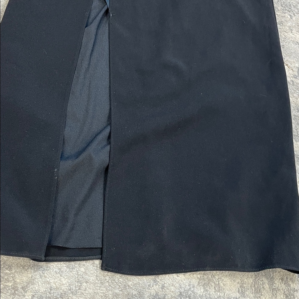 Halston Heritage Draped Column Gown Black Maxi Dress Ruffle Sz 4 - Picture 13 of 15